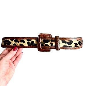 Vintage Avignon Animal Print Genuine Leather & Pony Hair Belt Size Medium